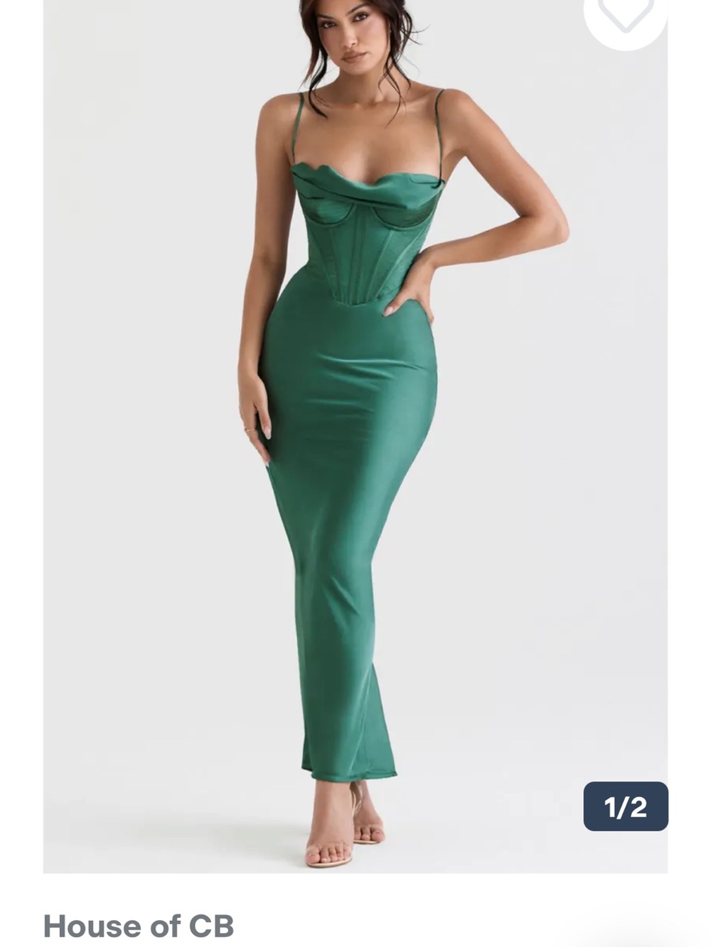 House of CB Green Charmaine Sculpted Corset Slip Dress
